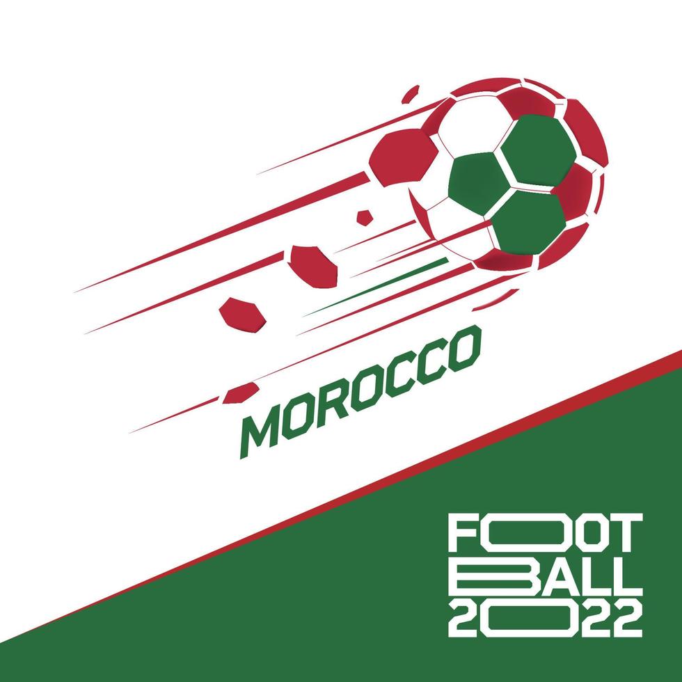 Soccer cup tournament 2022 . Modern Football with Morocco flag pattern vector