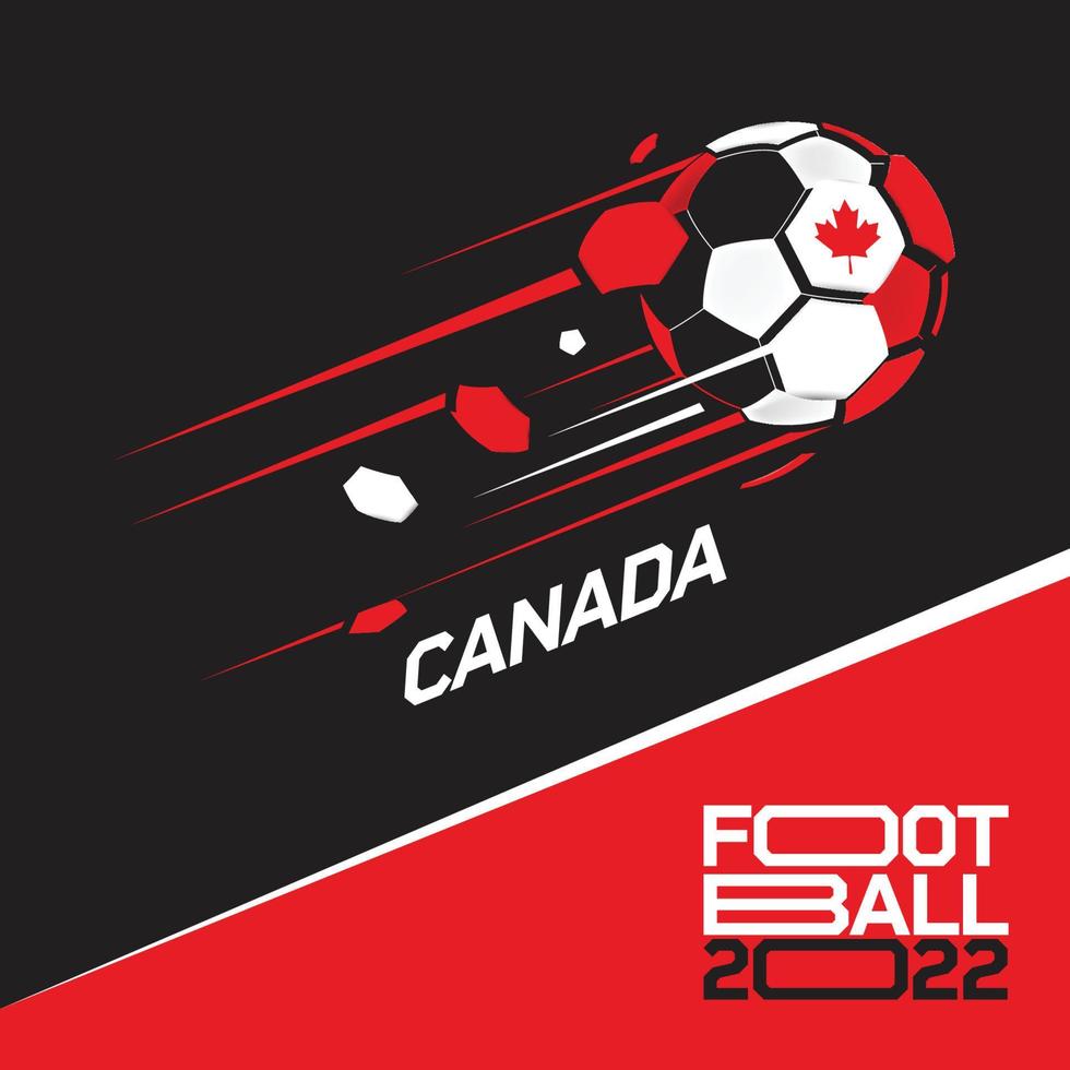 PrintSoccer cup tournament 2022 . Modern Football with Canada flag pattern vector