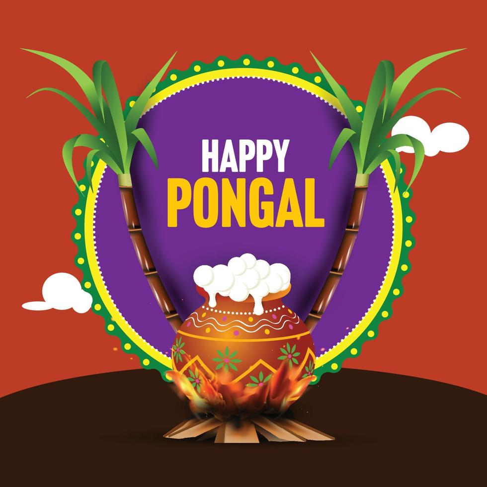 illustration of Happy Pongal Holiday Harvest Festival of Tamil Nadu South India greeting background vector