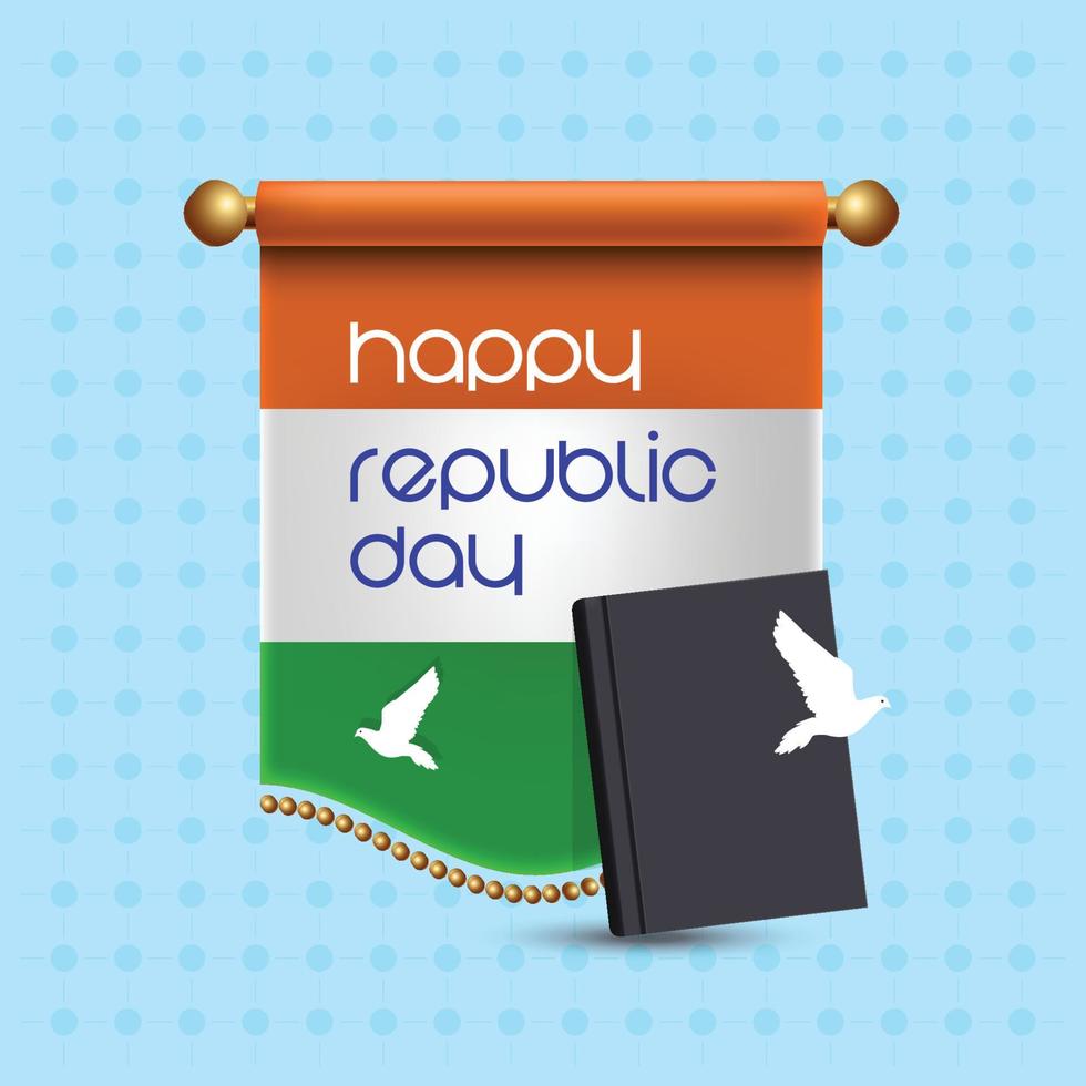 Happy Republic Day celebration concept with Indian flag colors on scroll vector