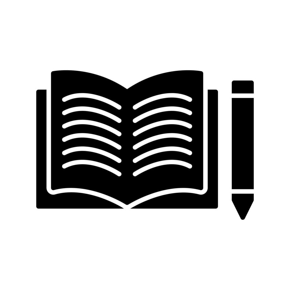 icono de vector de libro y lápiz único