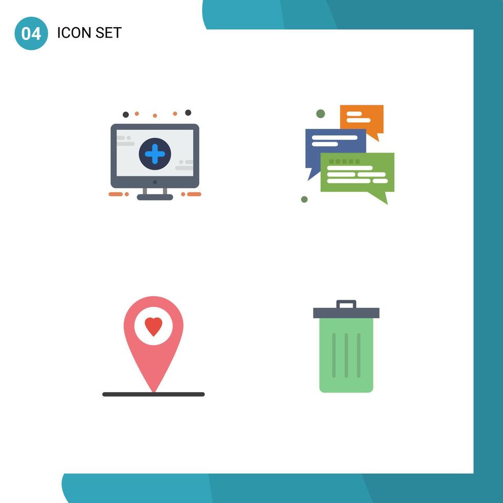 Universal Icon Symbols Group of 4 Modern Flat Icons of medical heart group support been Editable Vector Design Elements