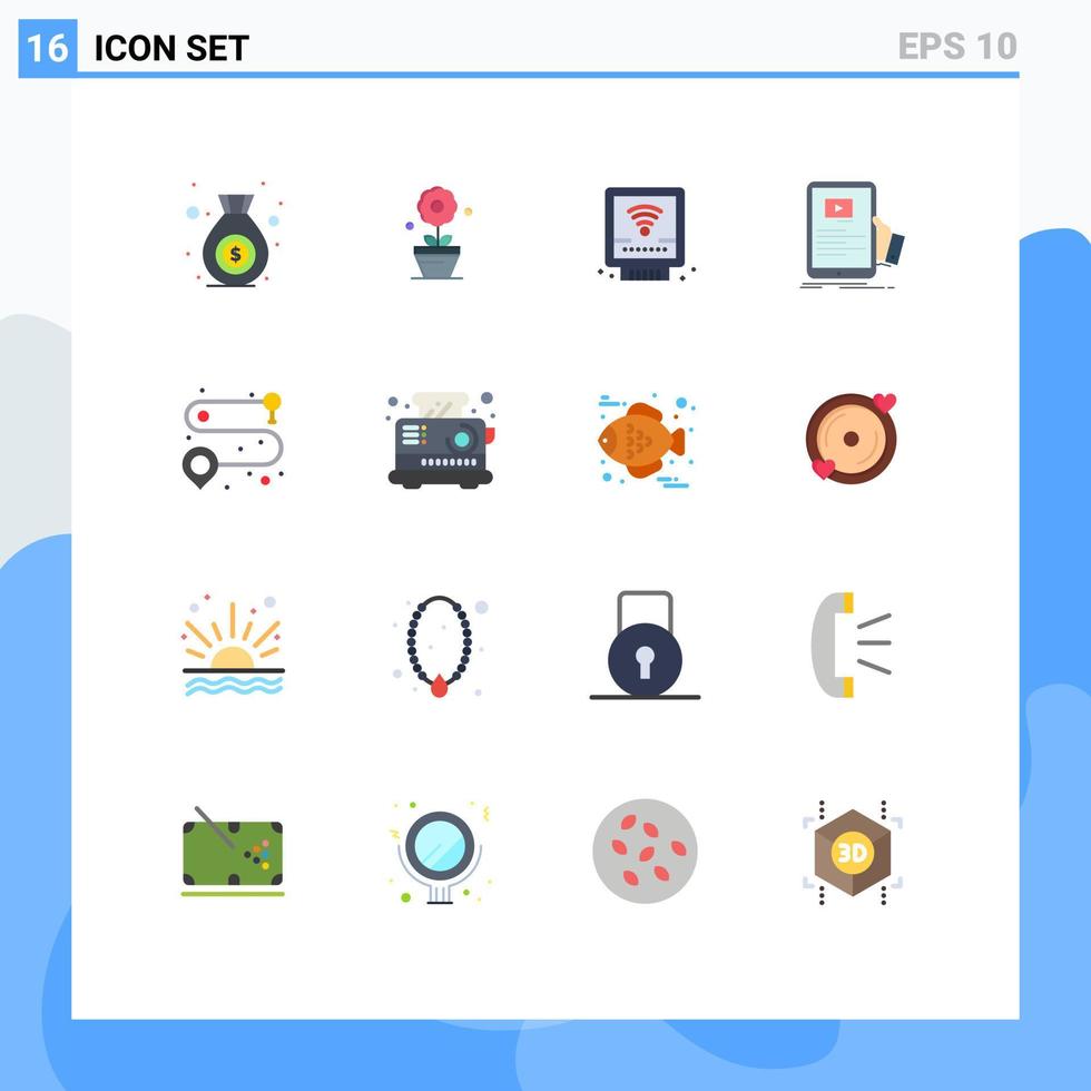 Modern Set of 16 Flat Colors and symbols such as route point plumber tutorial webinar Editable Pack of Creative Vector Design Elements