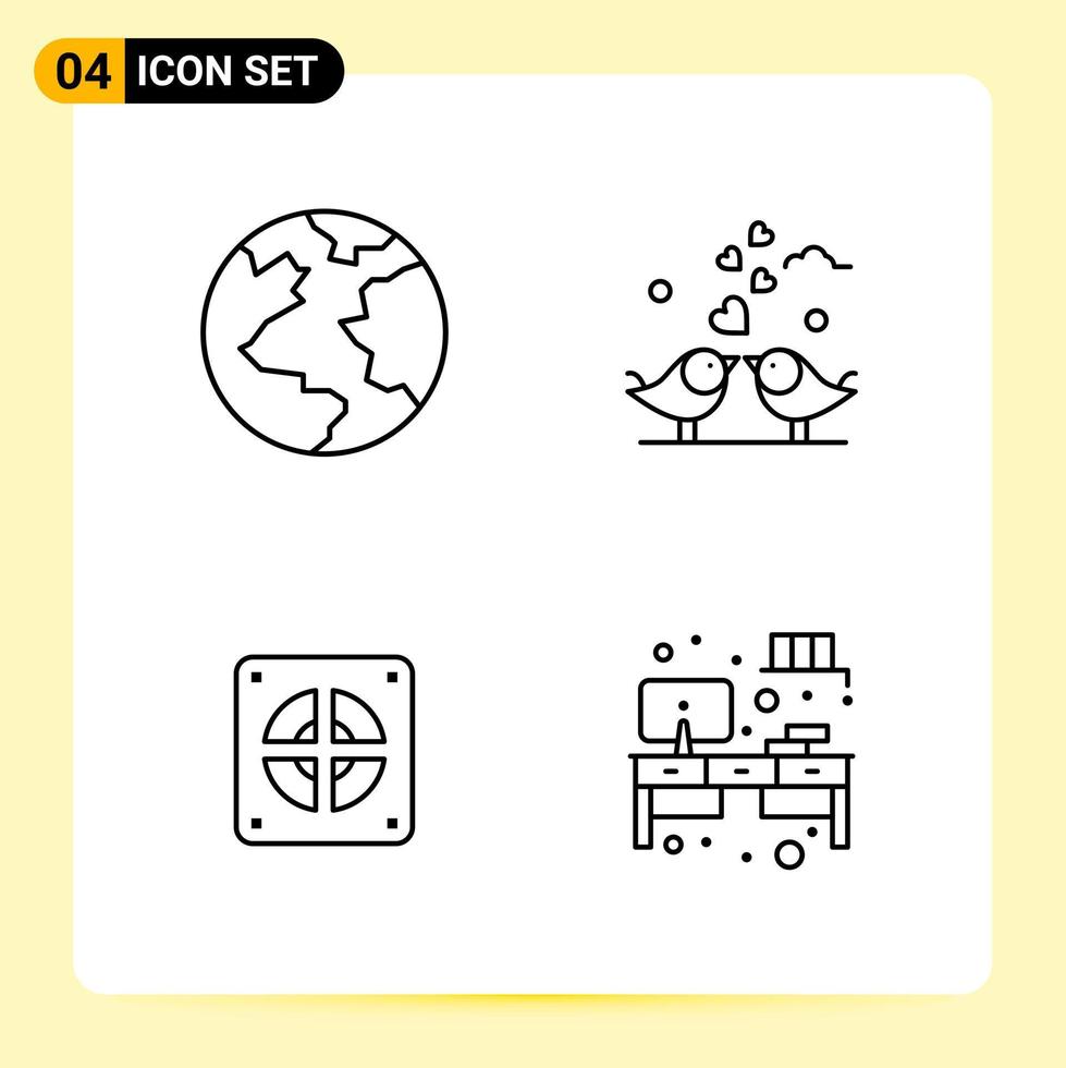 4 Creative Icons for Modern website design and responsive mobile apps 4 Outline Symbols Signs on White Background 4 Icon Pack vector