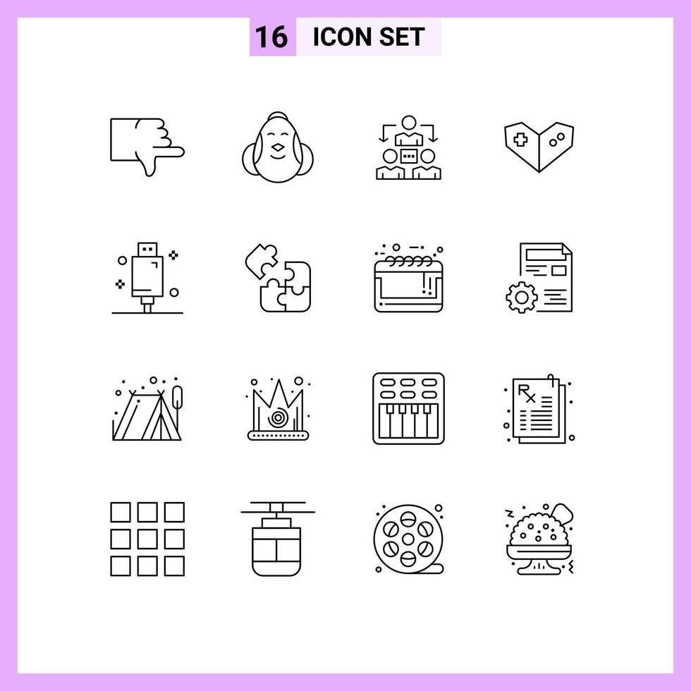 16 Thematic Vector Outlines and Editable Symbols of devices playstation happy videogame communication Editable Vector Design Elements