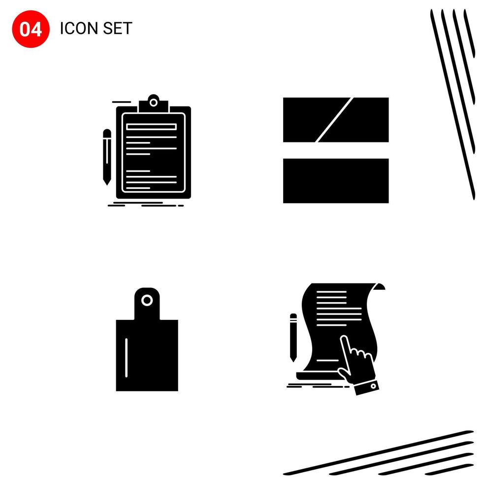 Collection of 4 Vector Icons in solid style Pixle Perfect Glyph Symbols for Web and Mobile Solid Icon Signs on White Background 4 Icons