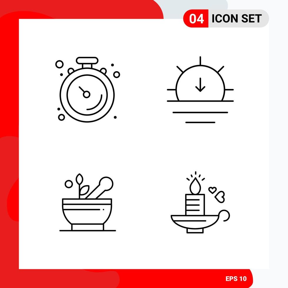 conjunto creativo de 4 iconos de contorno universal aislado sobre fondo blanco vector