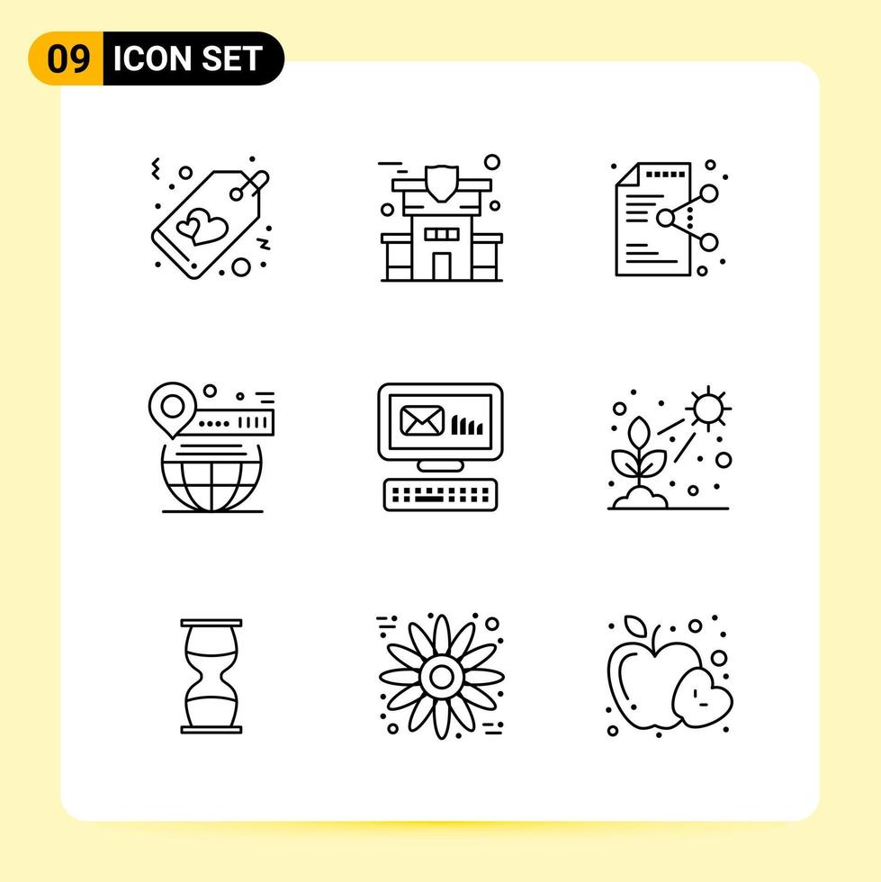 9 Creative Icons for Modern website design and responsive mobile apps 9 Outline Symbols Signs on White Background 9 Icon Pack vector