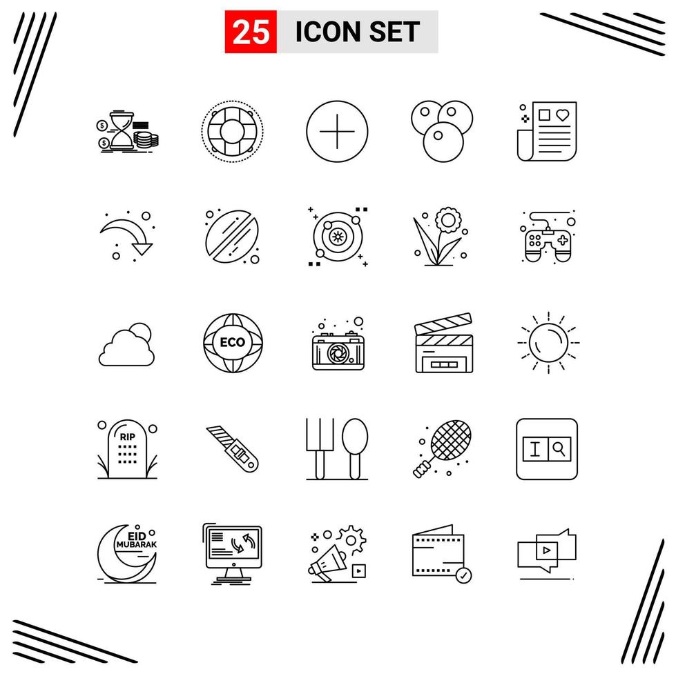 25 Icons Line Style Grid Based Creative Outline Symbols for Website ...