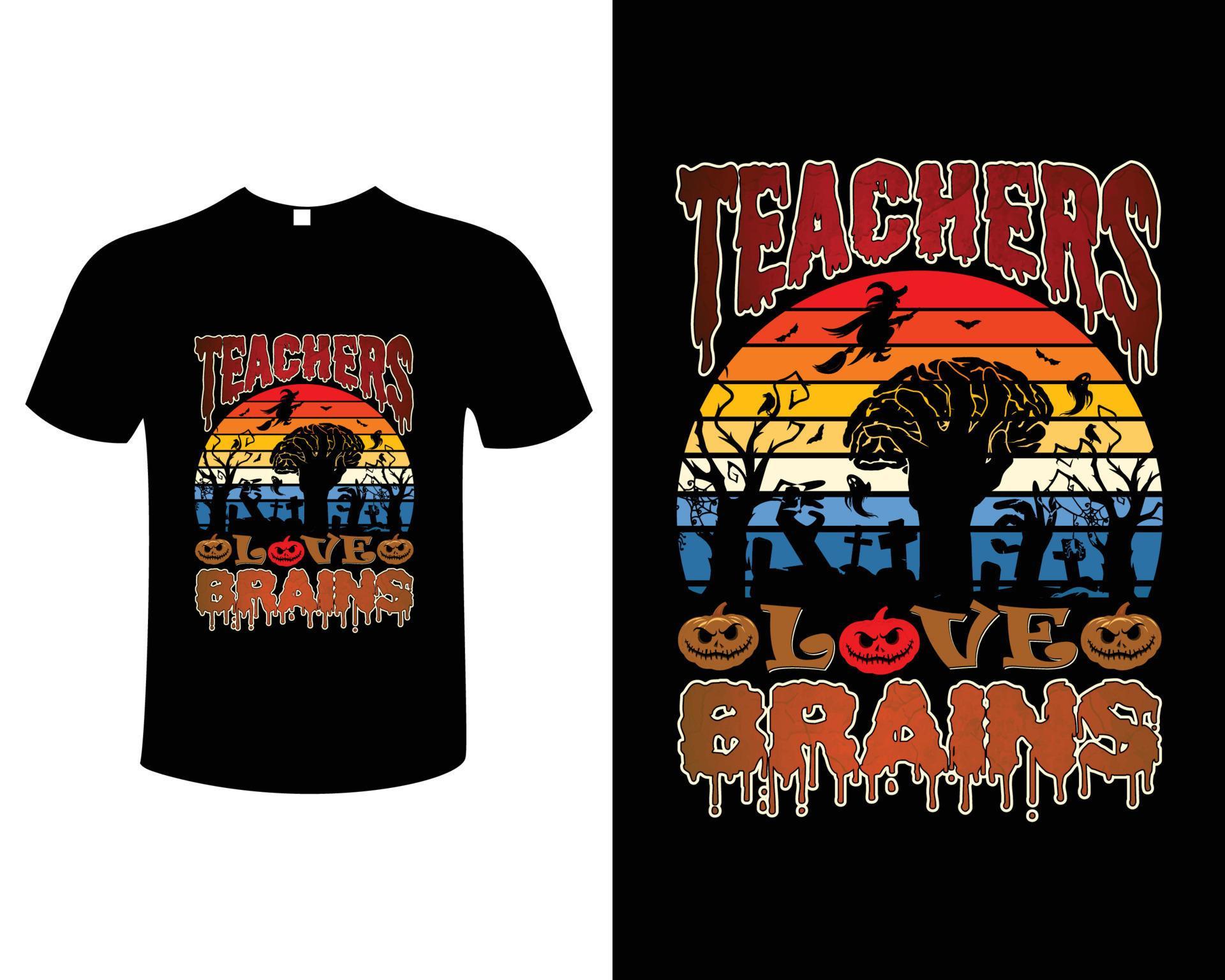 Halloween Teacher Typography Vintage Illustration T-Shirt Design