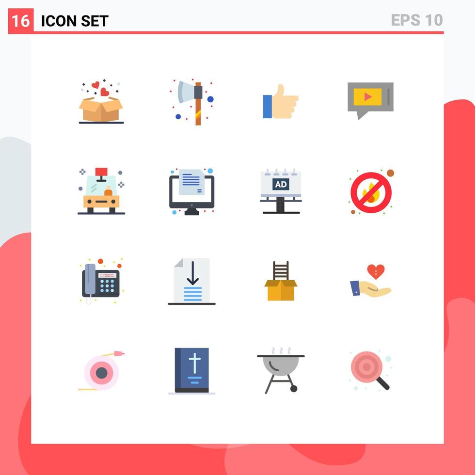 16 Universal Flat Colors Set for Web and Mobile Applications transport service hand video chat Editable Pack of Creative Vector Design Elements