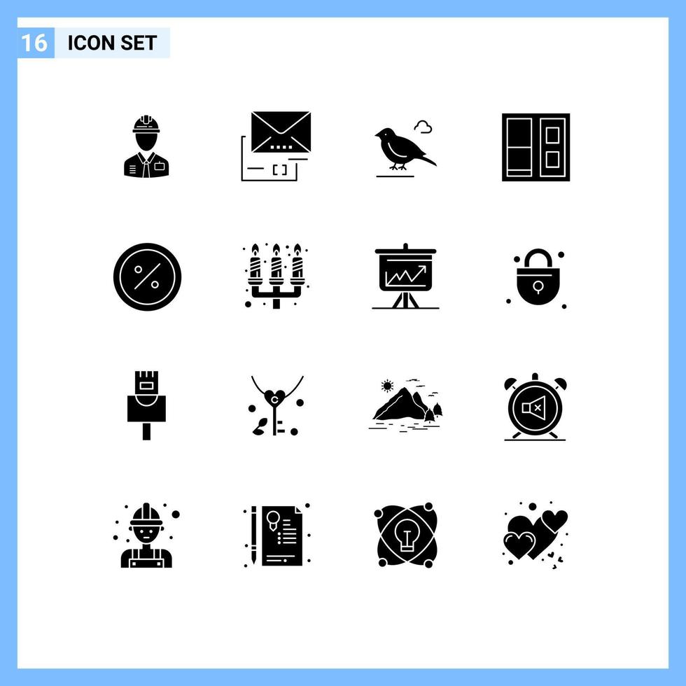 Modern Set of 16 Solid Glyphs Pictograph of commerce house email building small Editable Vector Design Elements