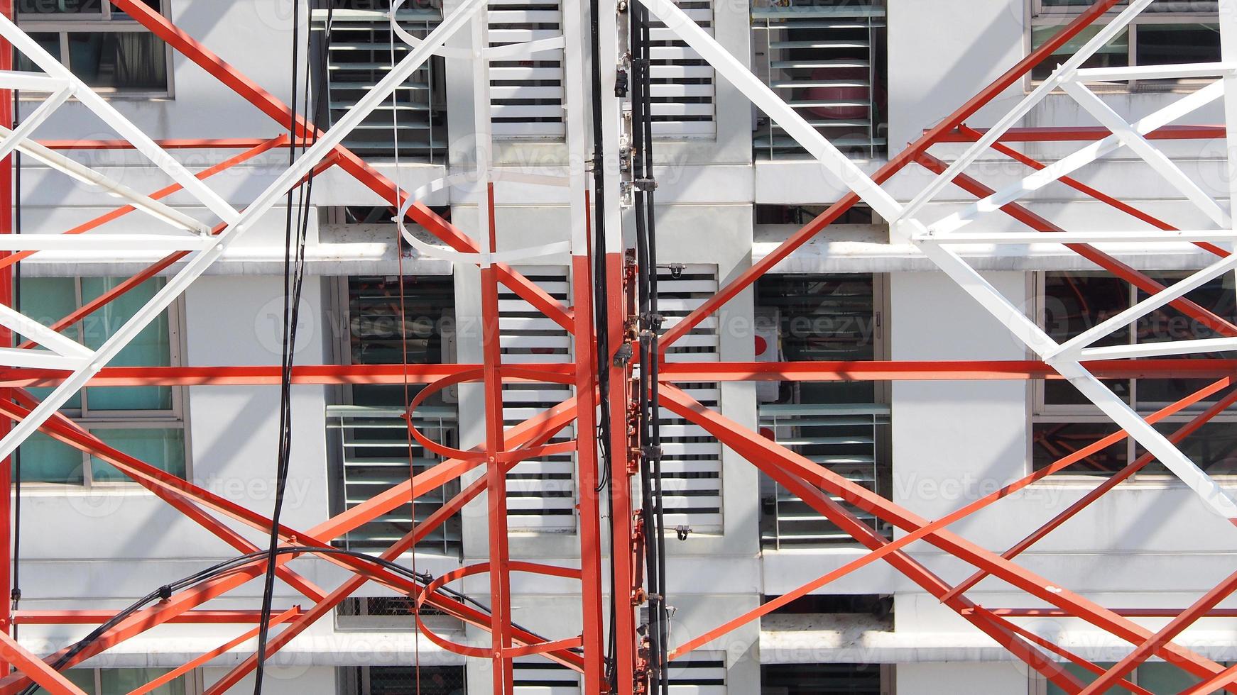 Telecommunication tower closeup . photo