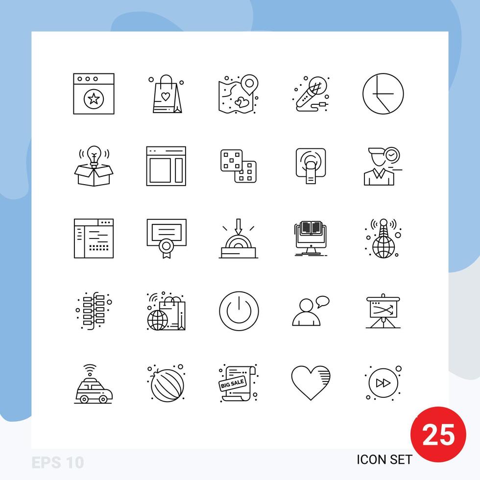 25 Creative Icons Modern Signs and Symbols of finance night map studio microphone Editable Vector Design Elements
