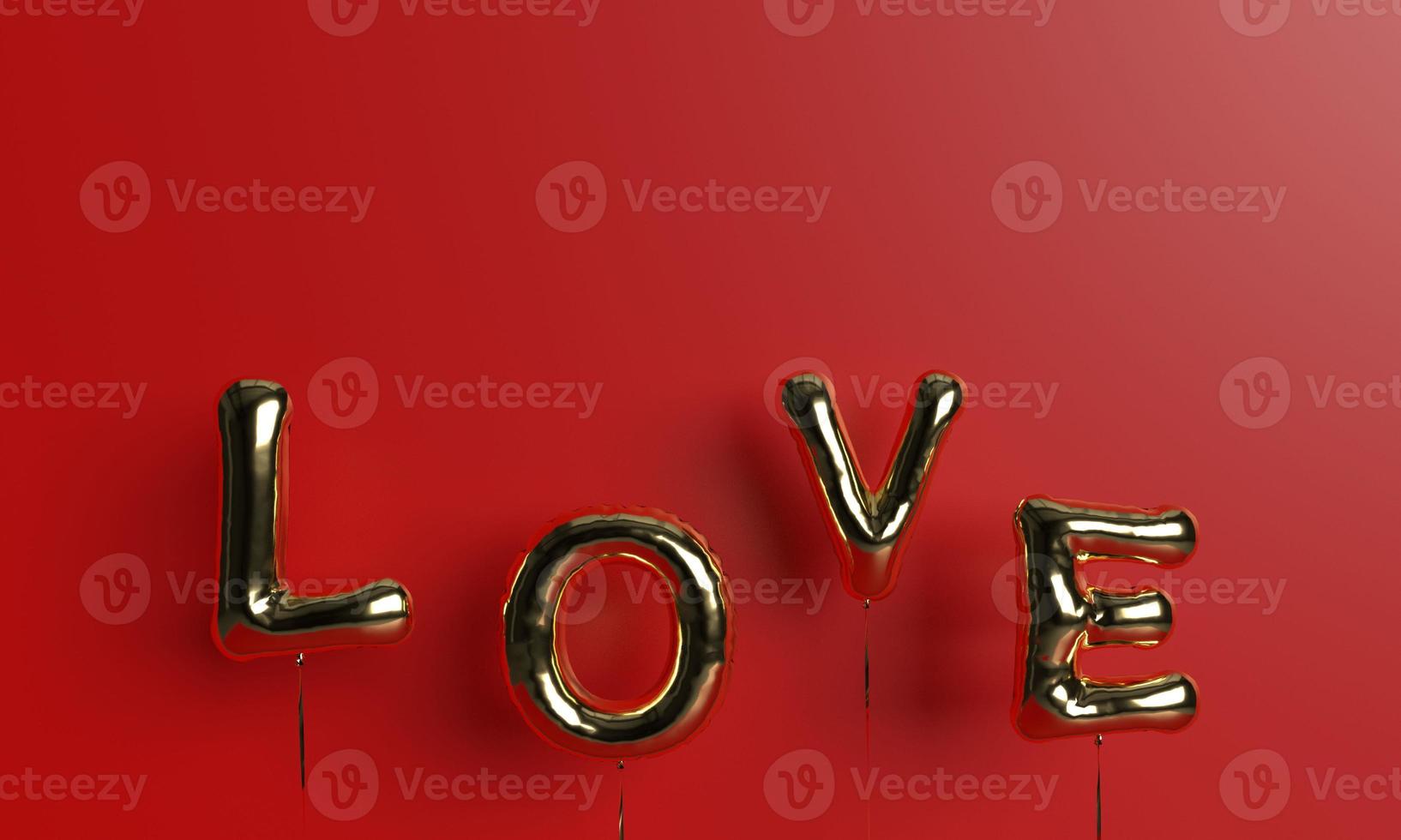 Love golden text font balloon helium yellow color red pink orange color background  symbol decoration happy valentine 14 fourteen february wedding engagement heart romance celebrate festival.3d render photo