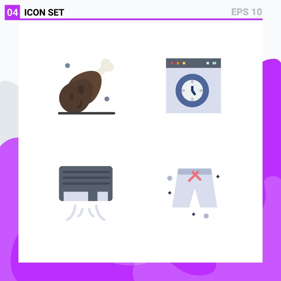 4 User Interface Flat Icon Pack of modern Signs and Symbols of food test meat interface air Editable Vector Design Elements