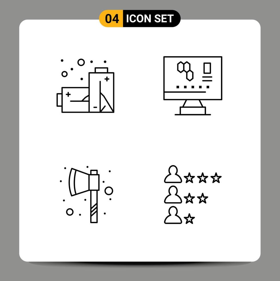 4 Line concept for Websites Mobile and Apps batteries tomahawk biology science job Editable Vector Design Elements