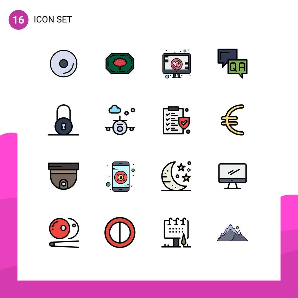 paquete de iconos de vectores de stock de 16 signos y símbolos de línea para candado bloqueo romance información comunicación elementos de diseño de vectores creativos editables
