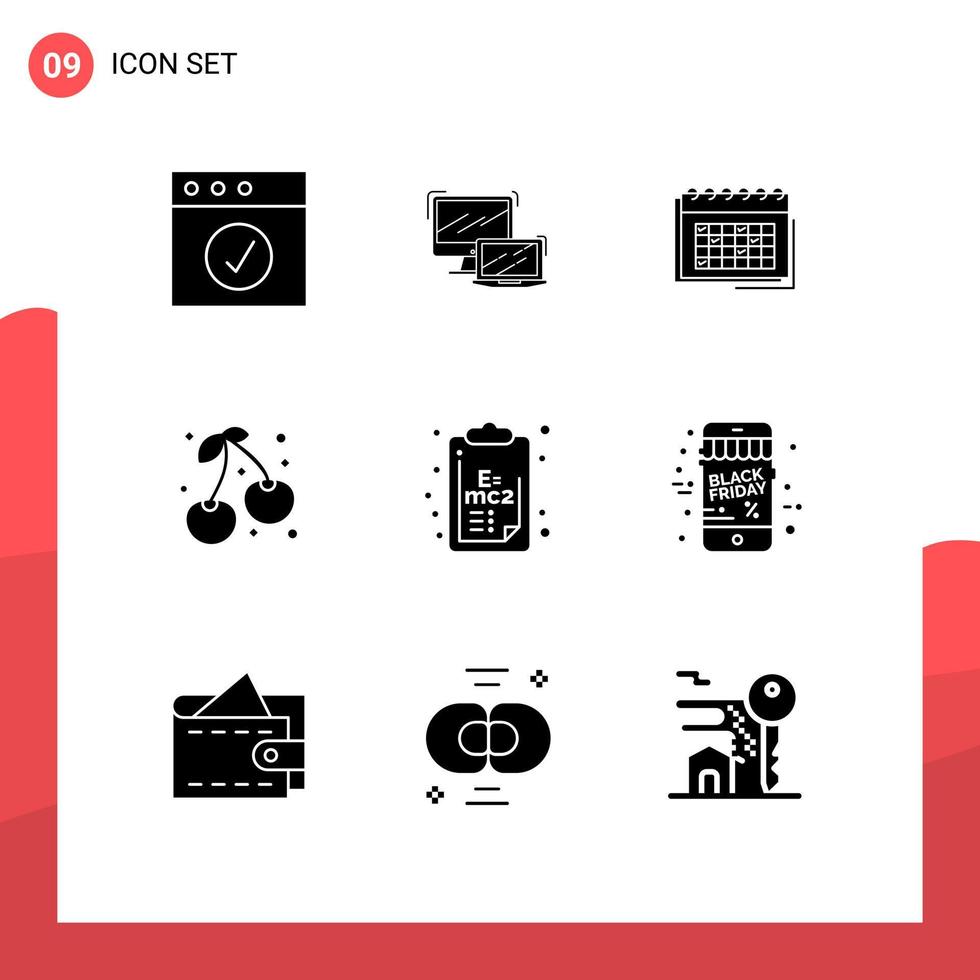 paquete de iconos de vectores de stock de 9 signos y símbolos de línea para el calendario de bayas de alimentos planificación de horarios elementos de diseño de vectores editables
