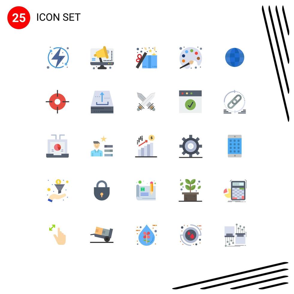 Stock Vector Icon Pack of 25 Line Signs and Symbols for learning pallet computer painting present Editable Vector Design Elements