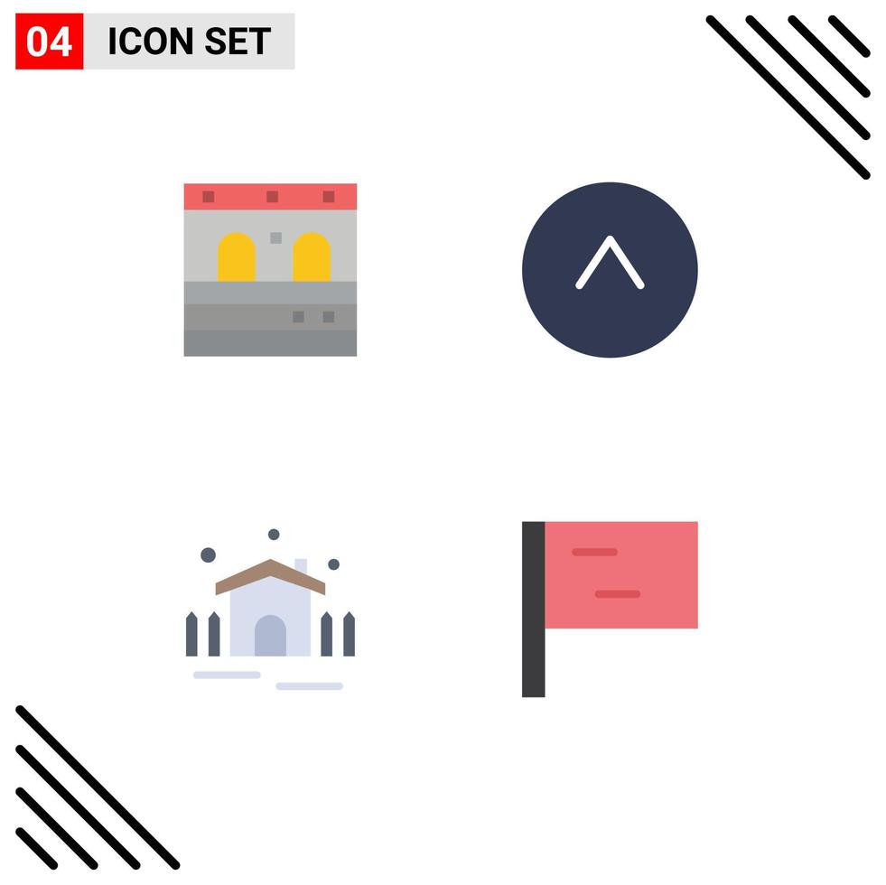 Group of 4 Flat Icons Signs and Symbols for door shelter arrow construction sport Editable Vector Design Elements