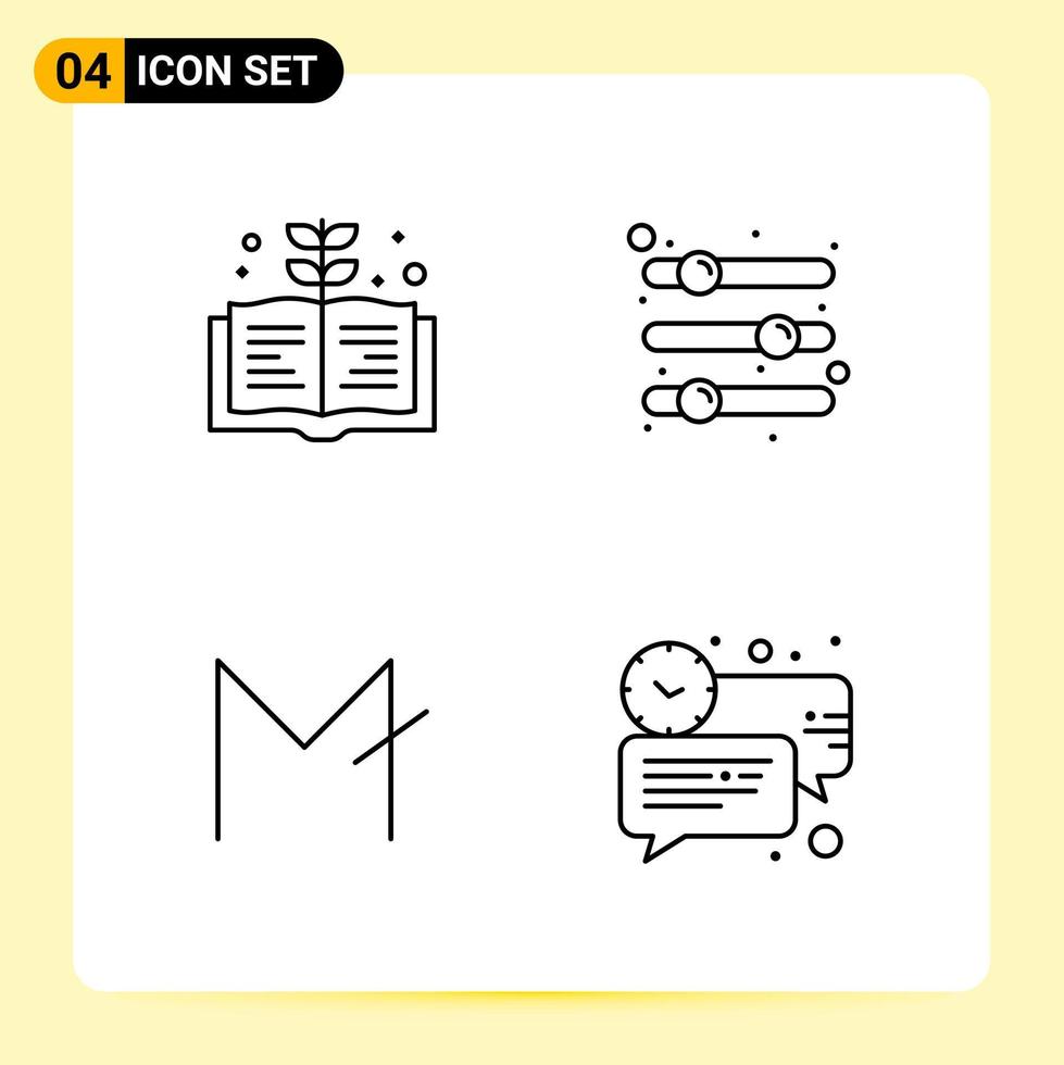 4 Creative Icons for Modern website design and responsive mobile apps 4 Outline Symbols Signs on White Background 4 Icon Pack vector