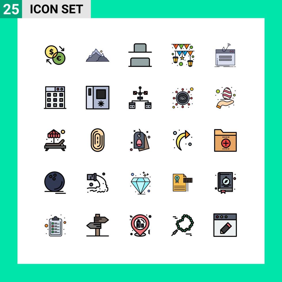 Universal Icon Symbols Group of 25 Modern Filled line Flat Colors of fraud mubarak nature garland vertical Editable Vector Design Elements