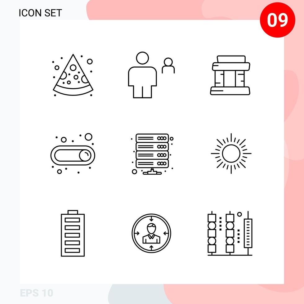 Vector Pack of 9 Icons in Line Style Creative Outline Pack isolated on White Background for Web and Mobile