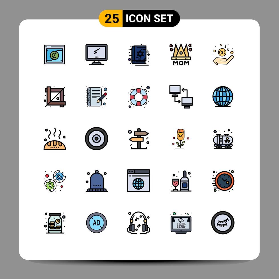 Set of 25 Modern UI Icons Symbols Signs for mother love imac hat holy Editable Vector Design Elements
