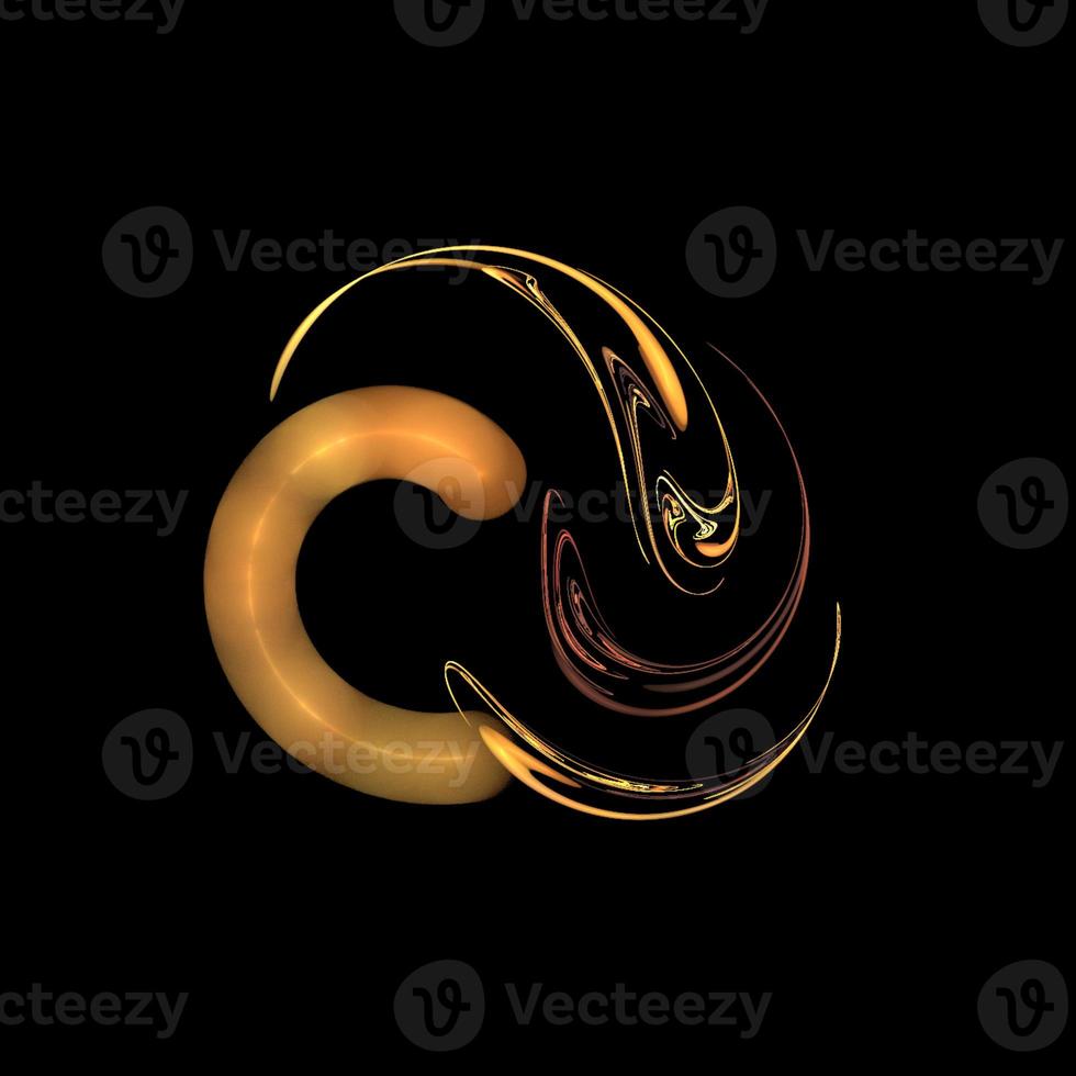 abstract linear yellow-orange graphic element on black background, design element, art photo