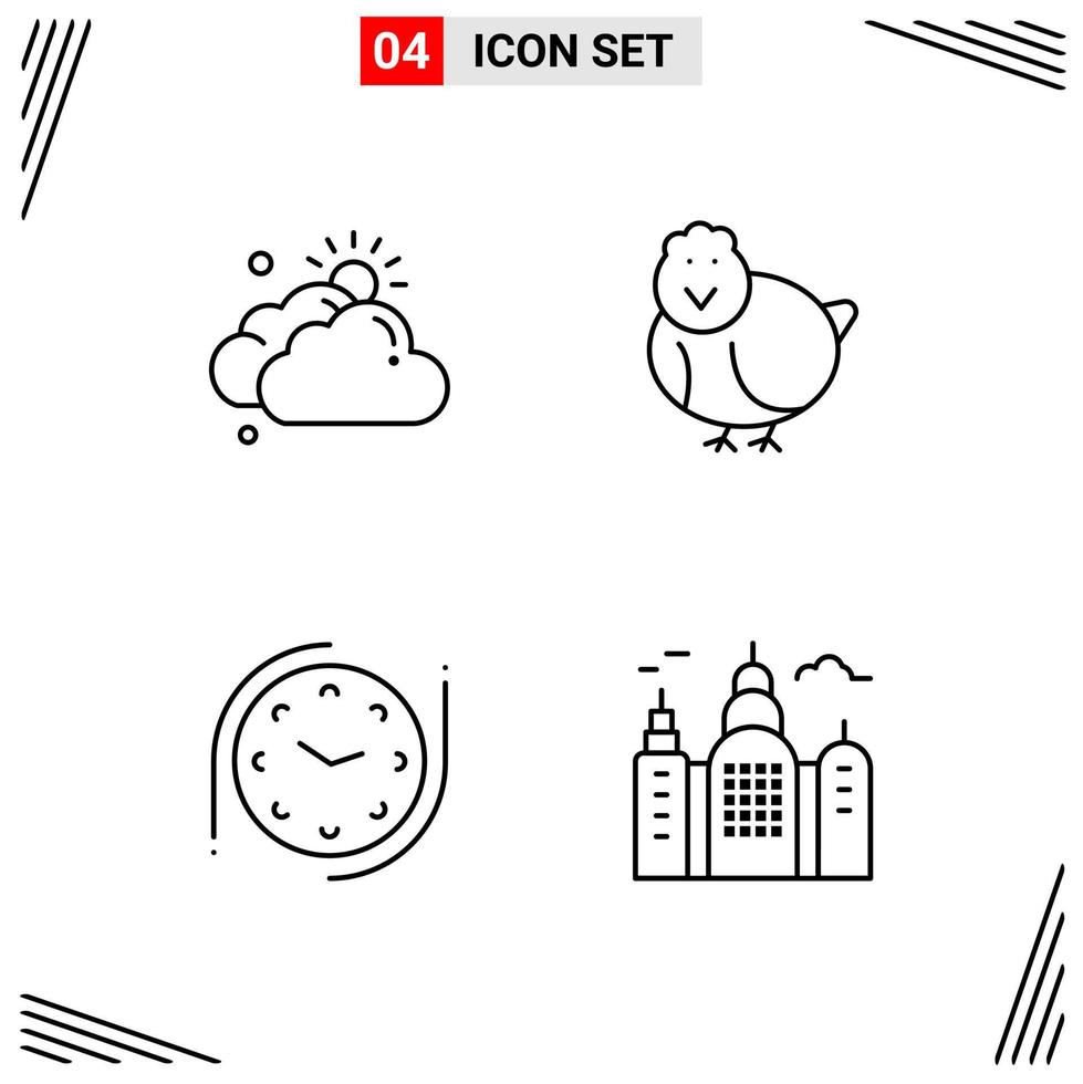 4 Icons Line Style Grid Based Creative Outline Symbols for Website Design Simple Line Icon Signs Isolated on White Background 4 Icon Set vector