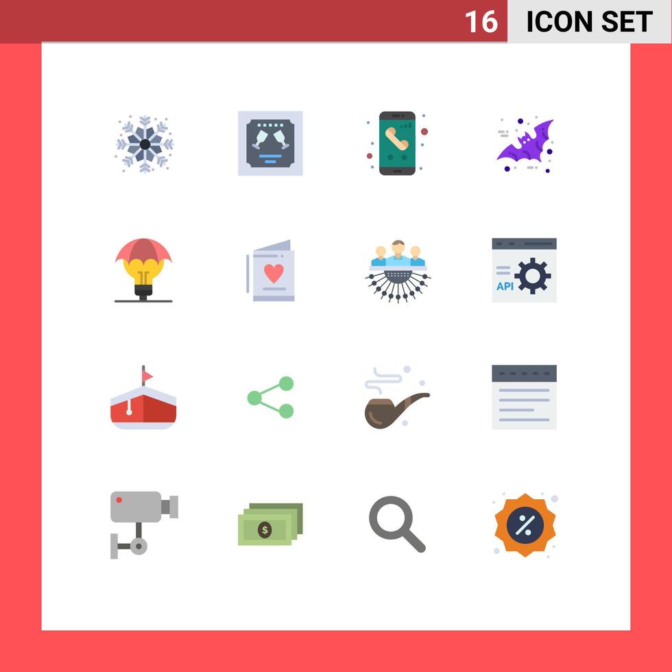 16 Universal Flat Colors Set for Web and Mobile Applications copyright scary call halloween bat Editable Pack of Creative Vector Design Elements