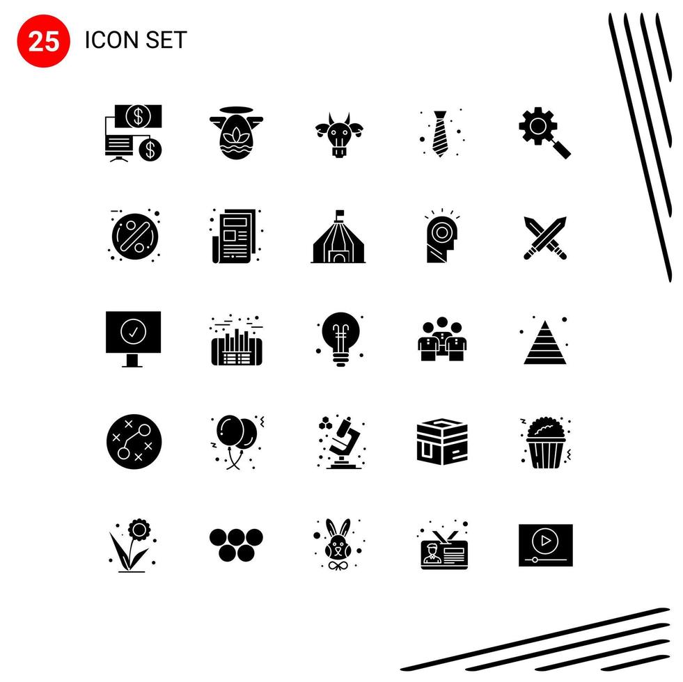 Modern Set of 25 Solid Glyphs Pictograph of search fashion animals wear dress Editable Vector Design Elements