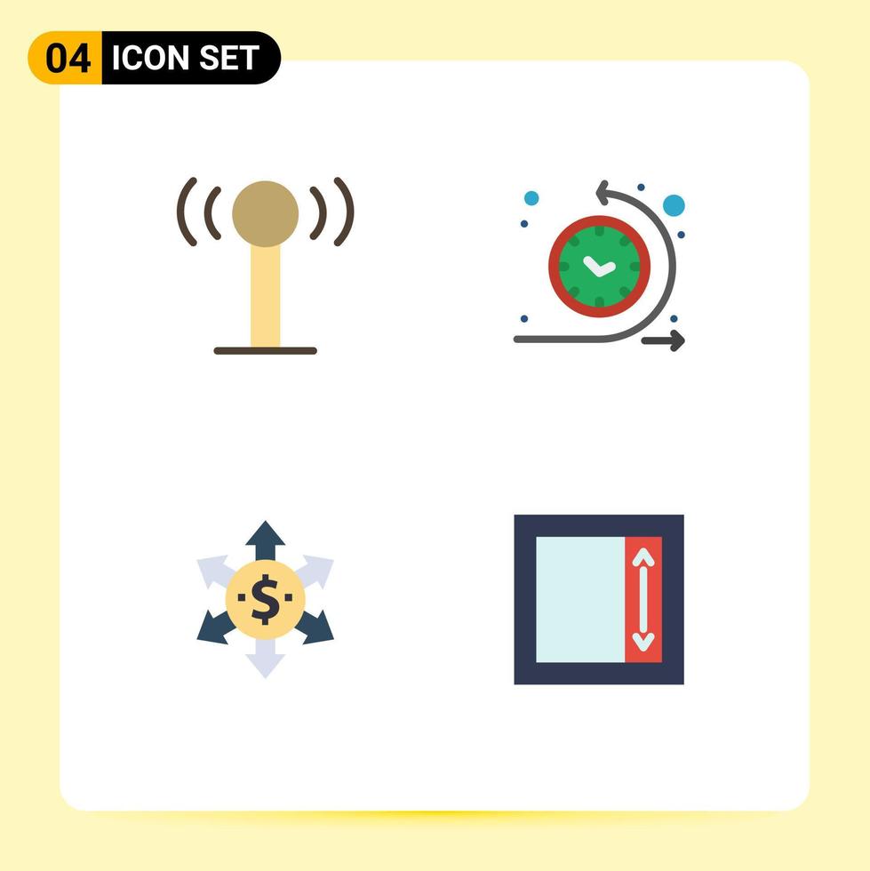 Pack of 4 creative Flat Icons of service arrow cycle time time process i frame Editable Vector Design Elements