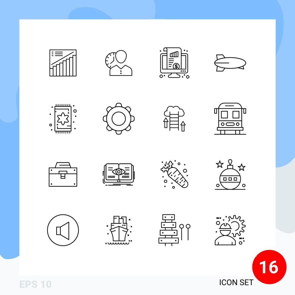 16 Thematic Vector Outlines and Editable Symbols of money monitor personal kpi user Editable Vector Design Elements