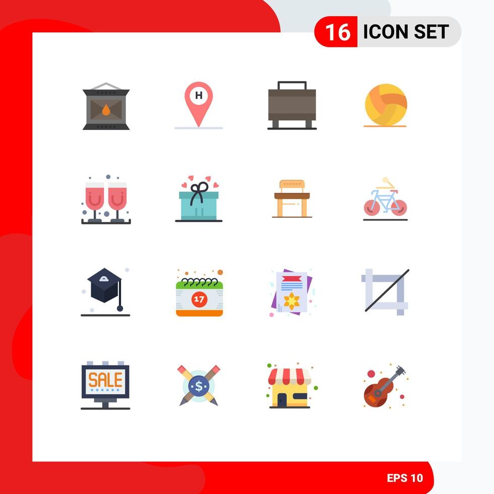 conjunto de 16 iconos de interfaz de usuario modernos símbolos signos para jugo vidrio vidrio equipaje deporte irlanda paquete editable de elementos de diseño de vectores creativos