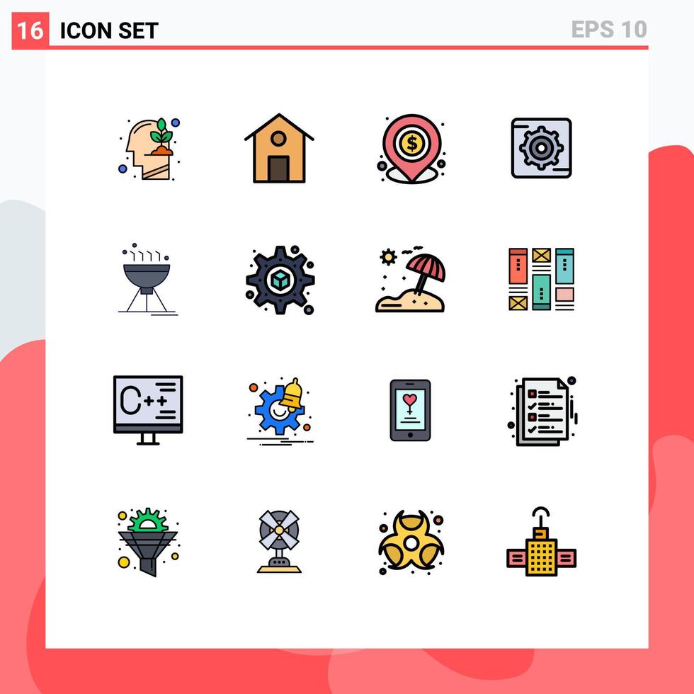 16 Creative Icons Modern Signs and Symbols of food cooking bbq lend box gear Editable Creative Vector Design Elements