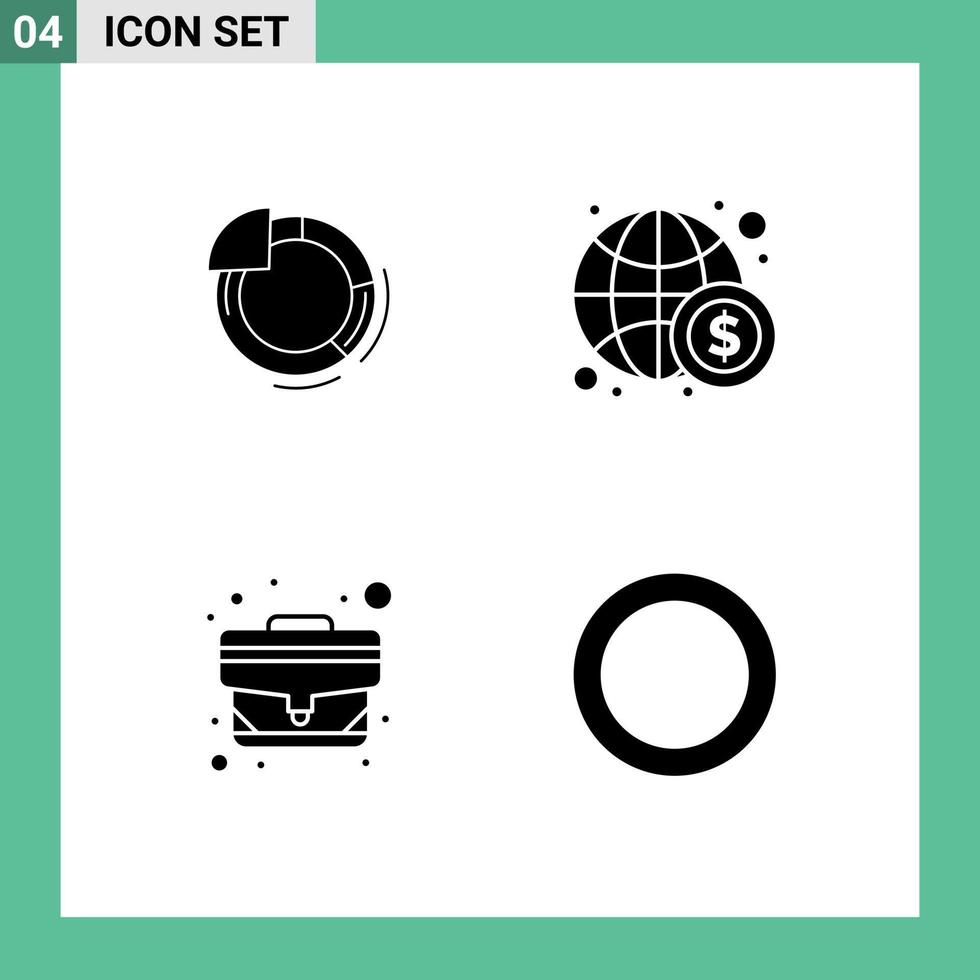 User Interface Pack of 4 Basic Solid Glyphs of graph case chart finance office bag Editable Vector Design Elements