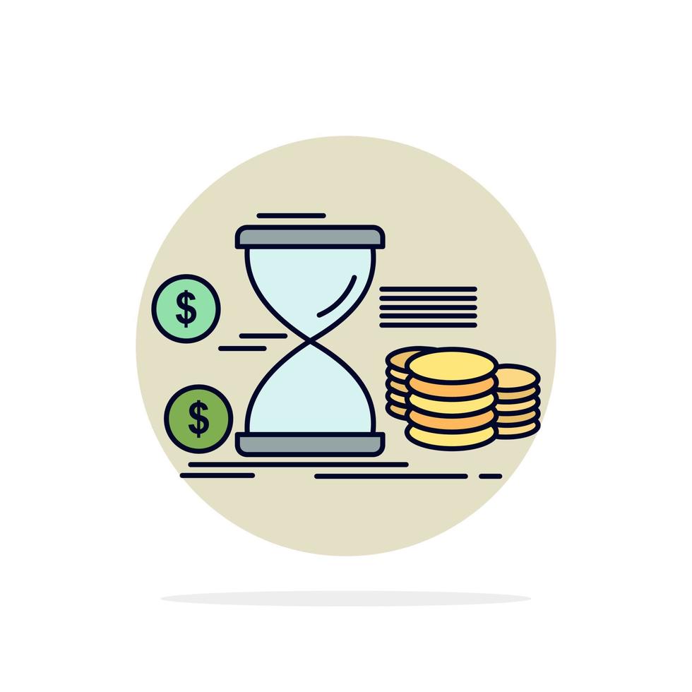 Hourglass management money time coins Flat Color Icon Vector