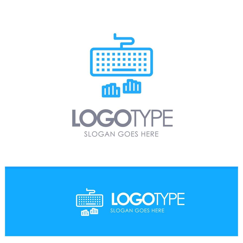 Keyboard Interface Type Typing Blue Logo Line Style vector