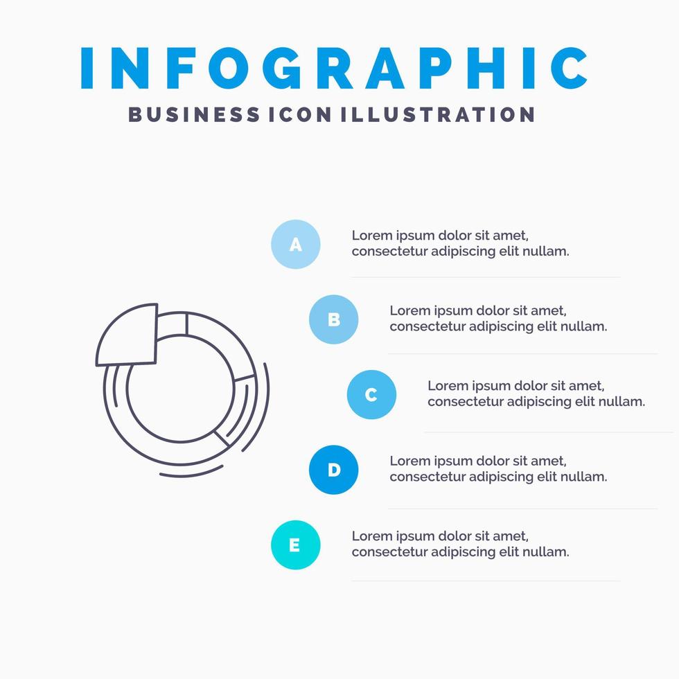Graph Circle Pie Chart Line icon with 5 steps presentation infographics Background vector