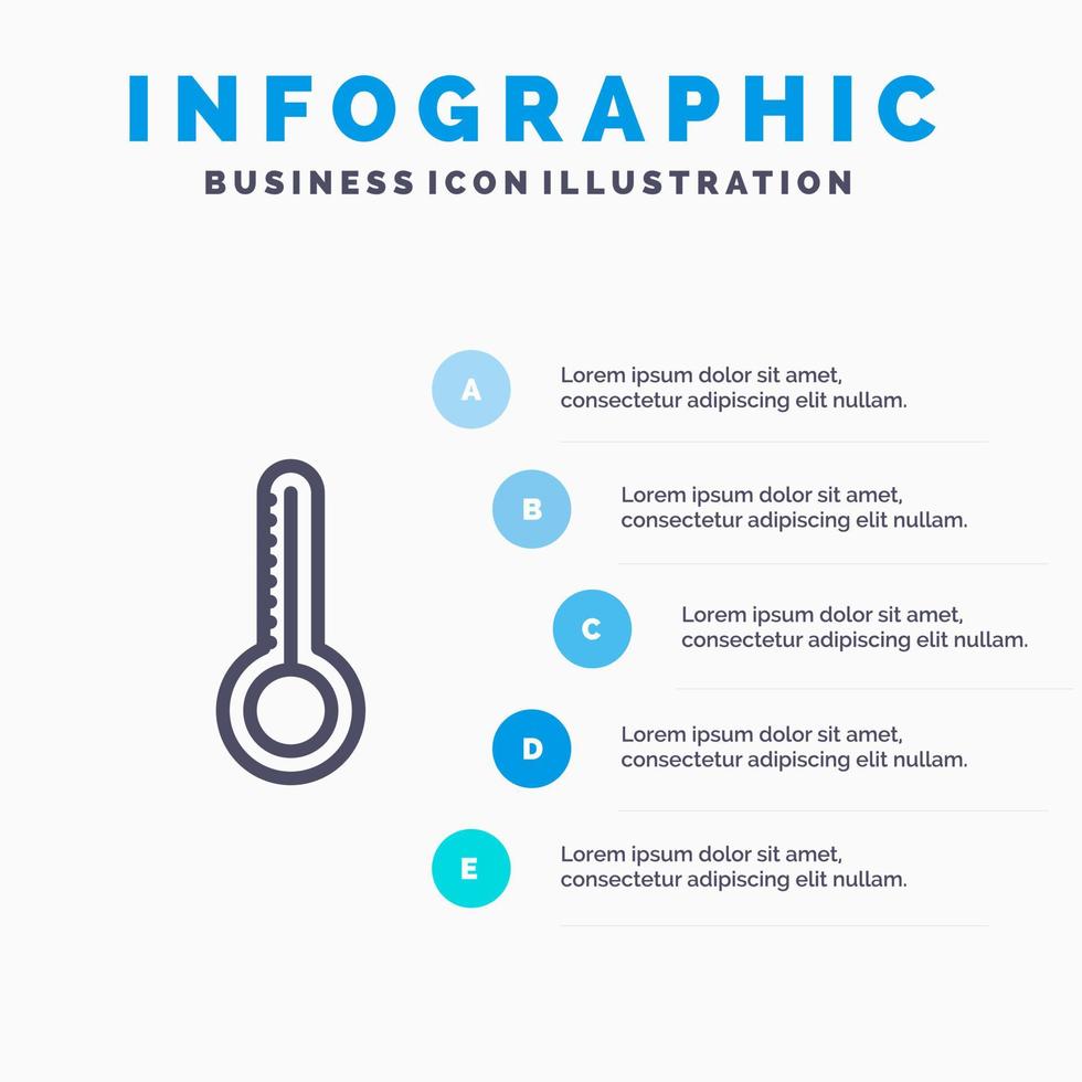 Temperature Thermometer Weather Line icon with 5 steps presentation infographics Background vector