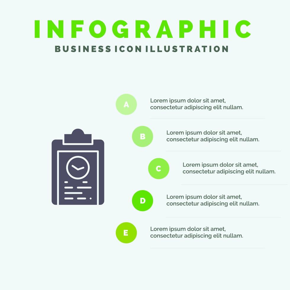 Clipboard Coach Plan Progress Training Solid Icon Infographics 5 Steps Presentation Background vector