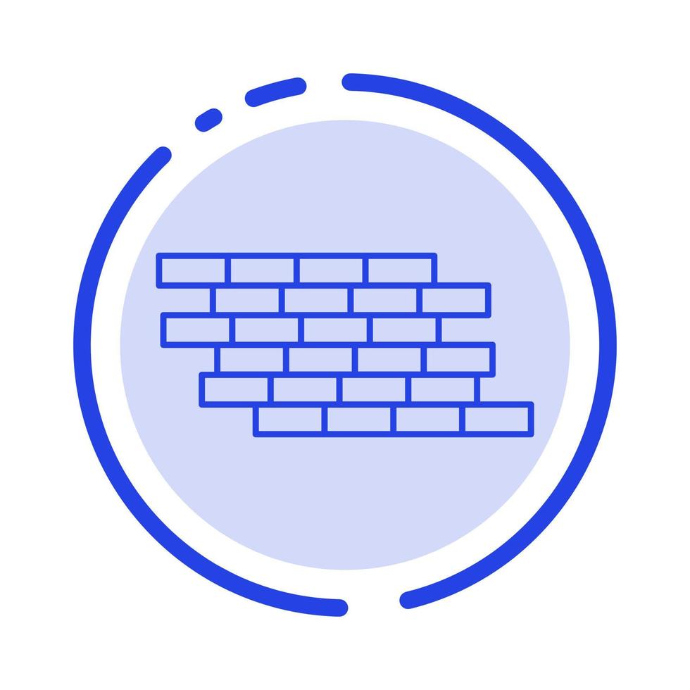 Firewall Security Wall Brick Bricks Blue Dotted Line Line Icon vector