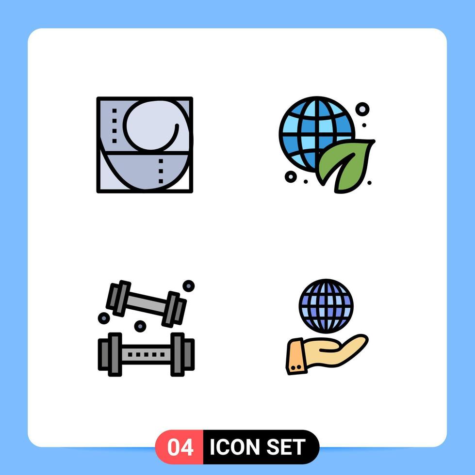 4 Filledline Flat Color concept for Websites Mobile and Apps golden ratio athletics science environment lifting Editable Vector Design Elements