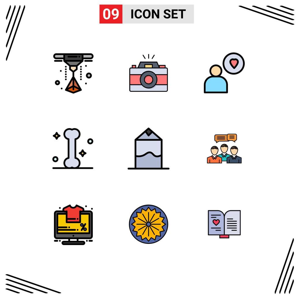 conjunto de 9 iconos de interfaz de usuario modernos signos de símbolos para consultar elementos de diseño vectorial editables en crema de corazón de chat vector