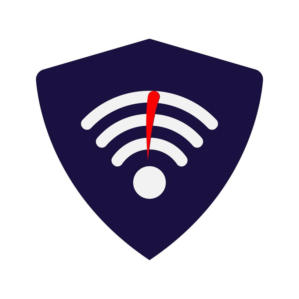 sin señal de conexión a Internet. icono de falla wifi símbolo fuera de línea con escudo. ilustración vectorial eps 10. vector