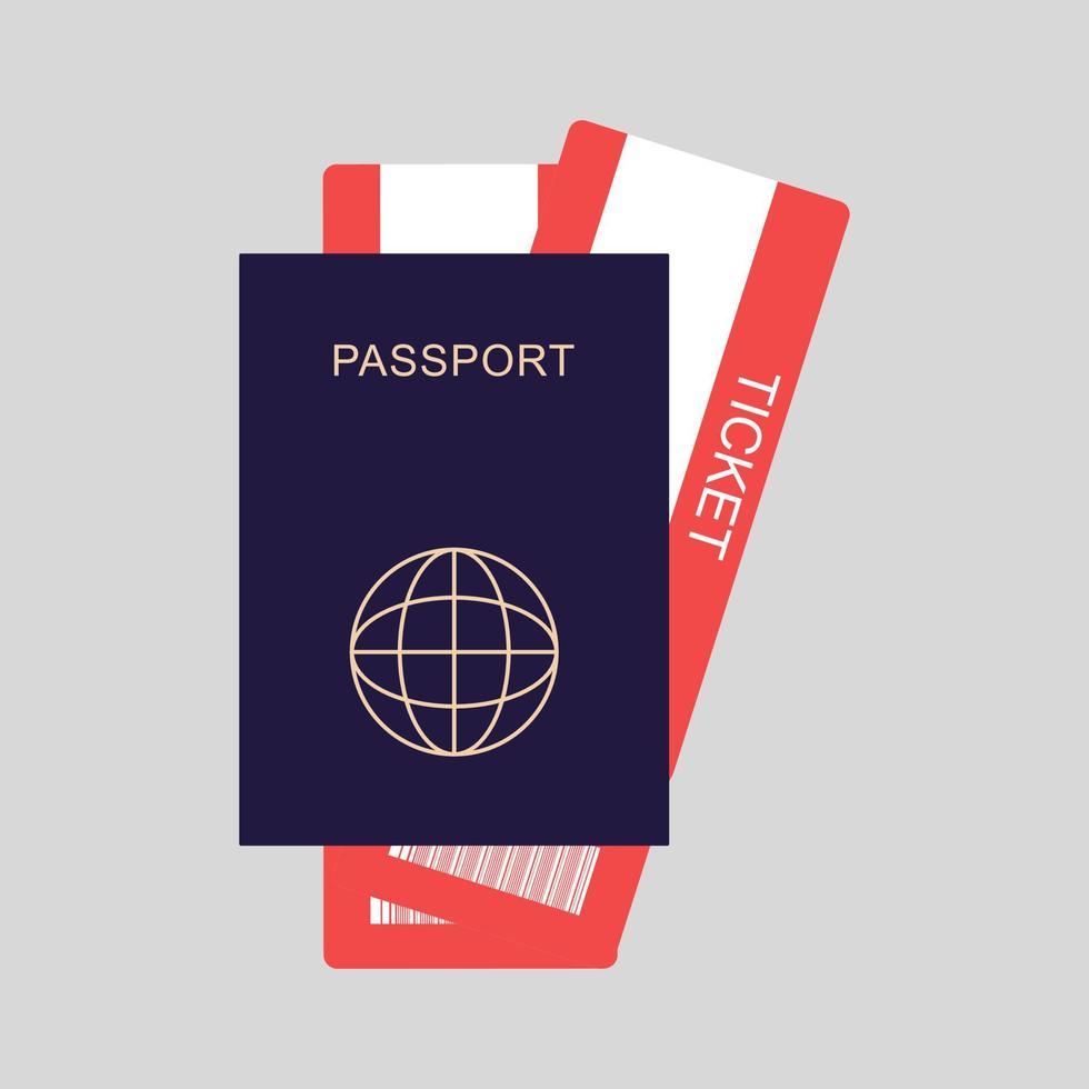 Passport and airline tickets. Airplane boarding pass on white background. Vector illustration. EPS 10.