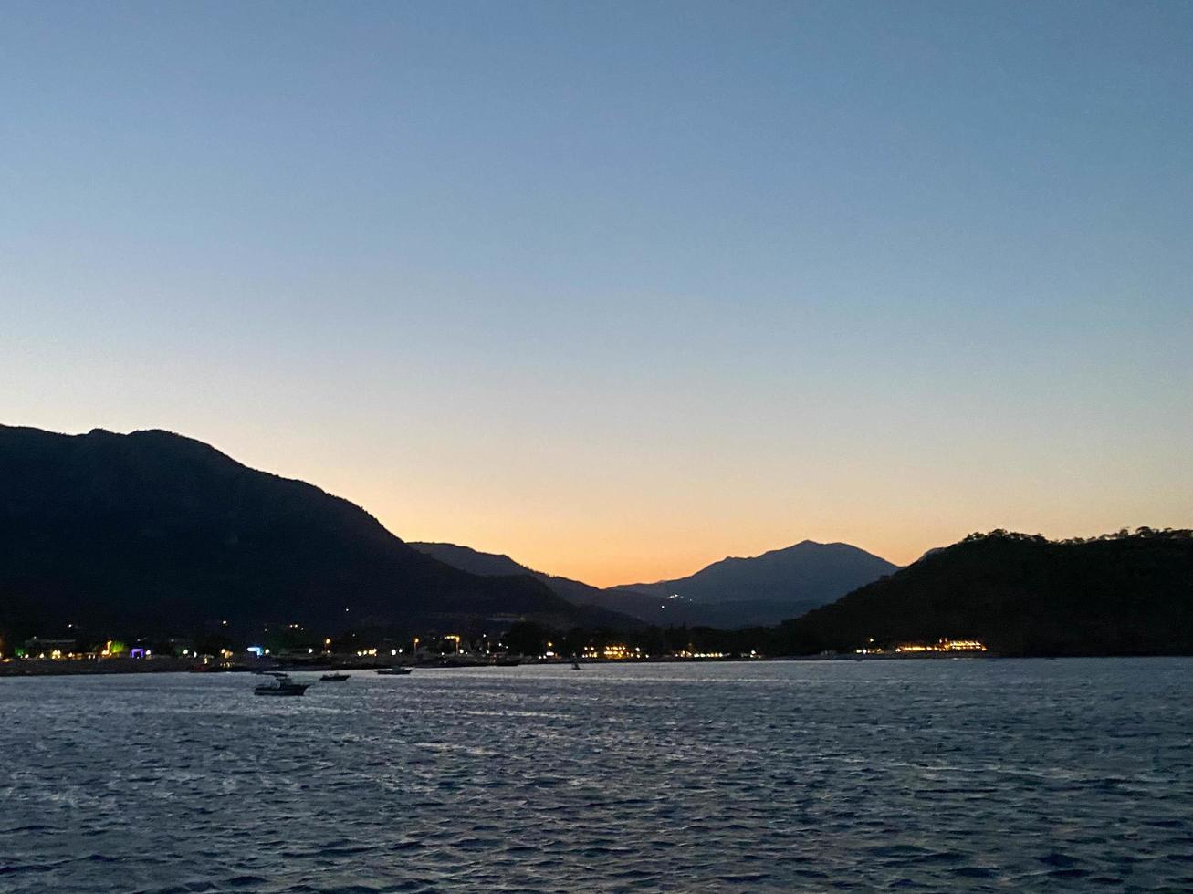 Mountain outline background in silhouette photo