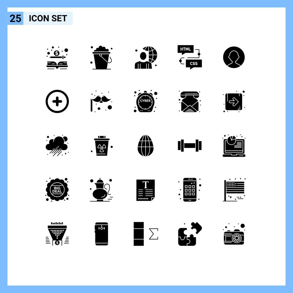 25 Creative Icons Modern Signs and Symbols of programming development user develop world Editable Vector Design Elements